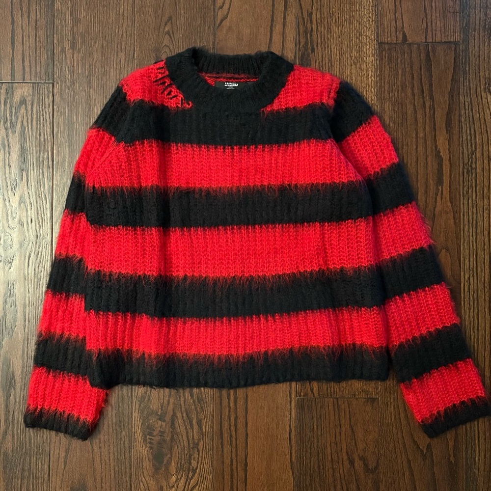 Jaded London Red and Black Striped Sweater